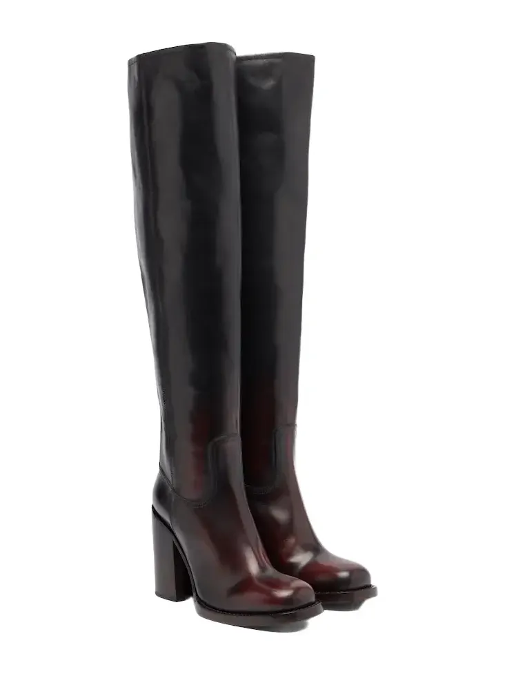 Dries Van Noten Leather over-the-knee boots