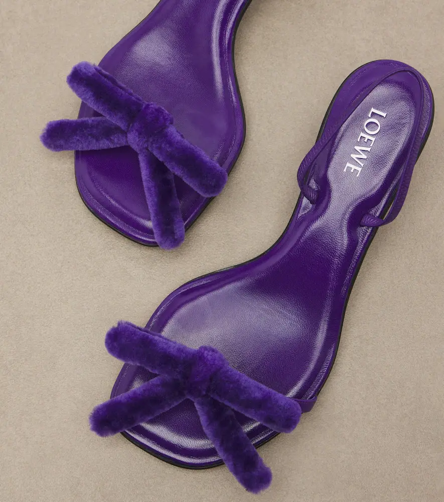 Loewe Mimi shearling and leather slingback sandals | Thumbnail 4