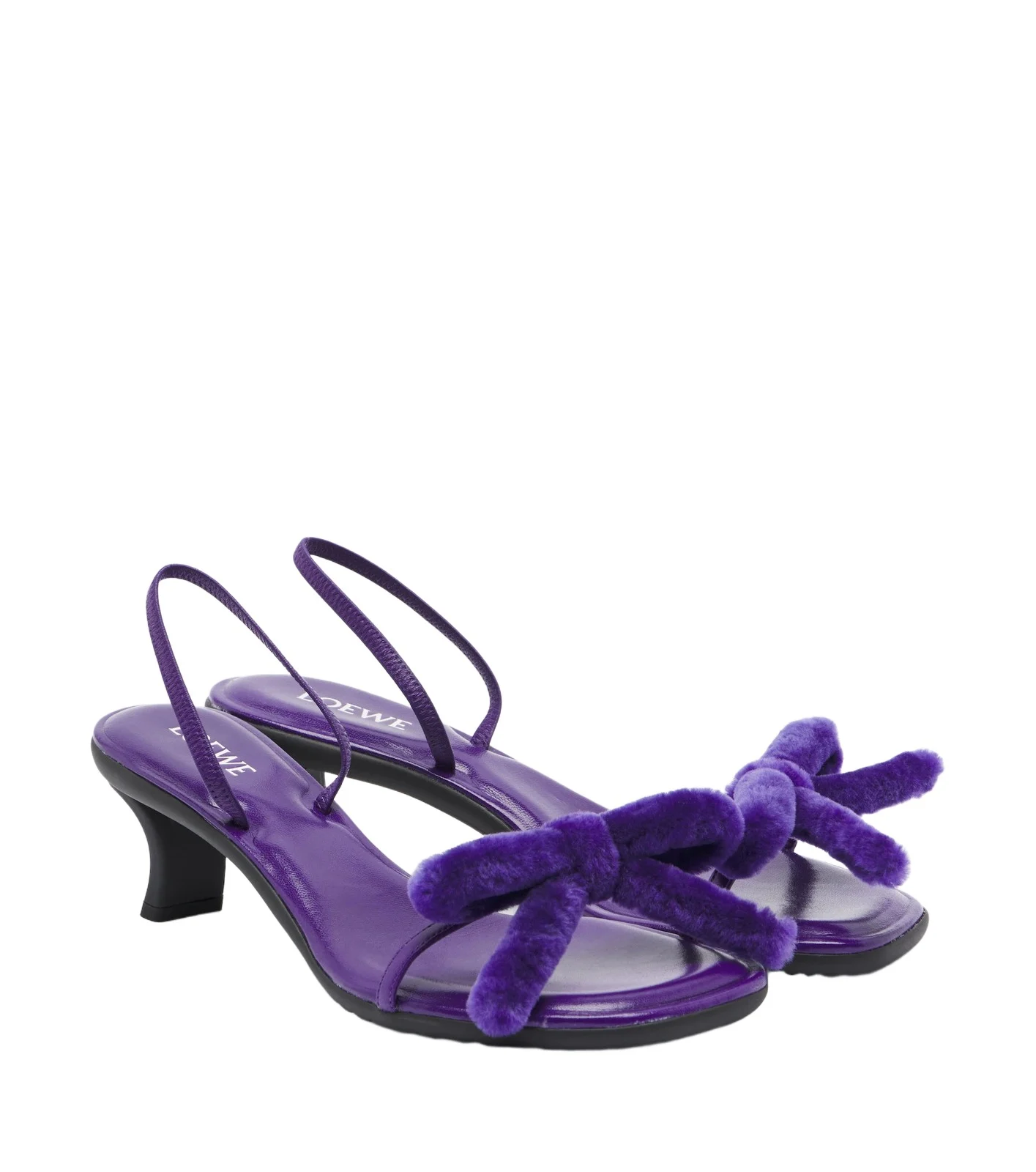 Loewe Mimi shearling and leather slingback sandals