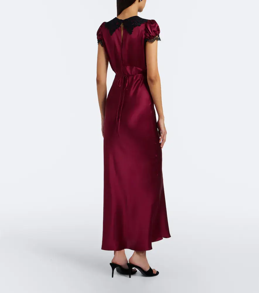 Rodarte Lace-trimmed silk satin midi dress | Thumbnail 4
