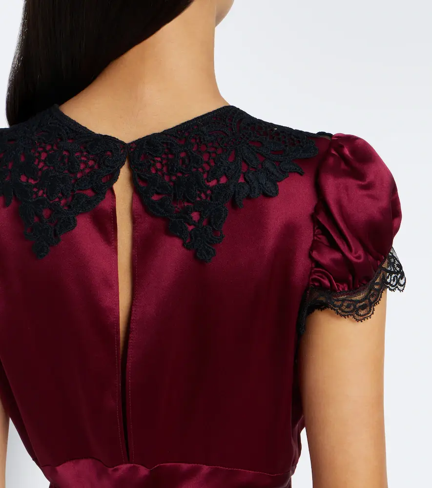 Rodarte Lace-trimmed silk satin midi dress | Thumbnail 5