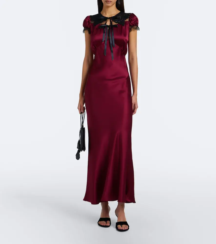 Rodarte Lace-trimmed silk satin midi dress | Thumbnail 6