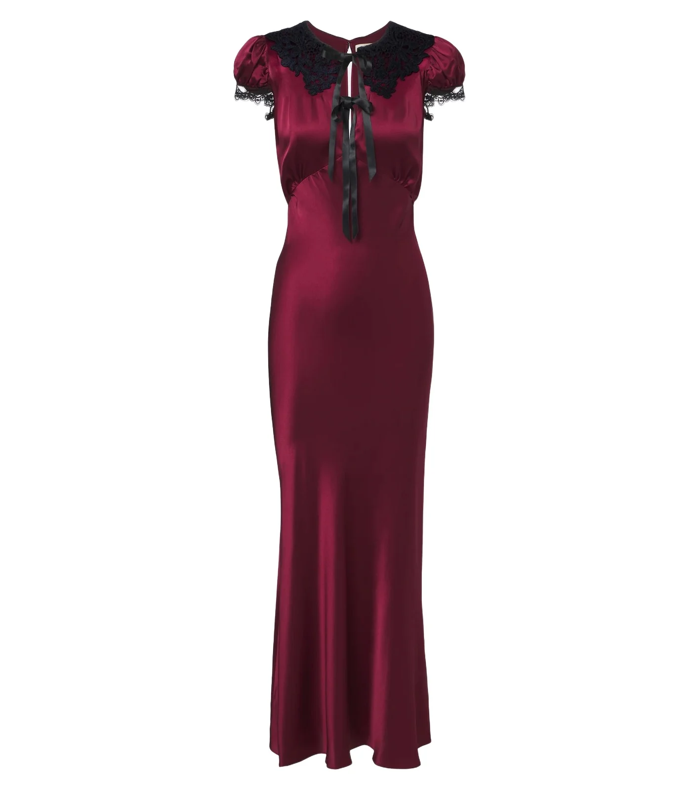 Rodarte Lace-trimmed silk satin midi dress