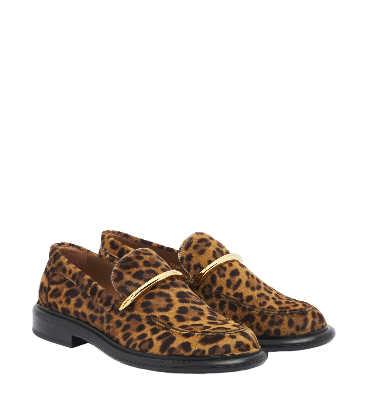 Pinch leopard-print calf hair loafers