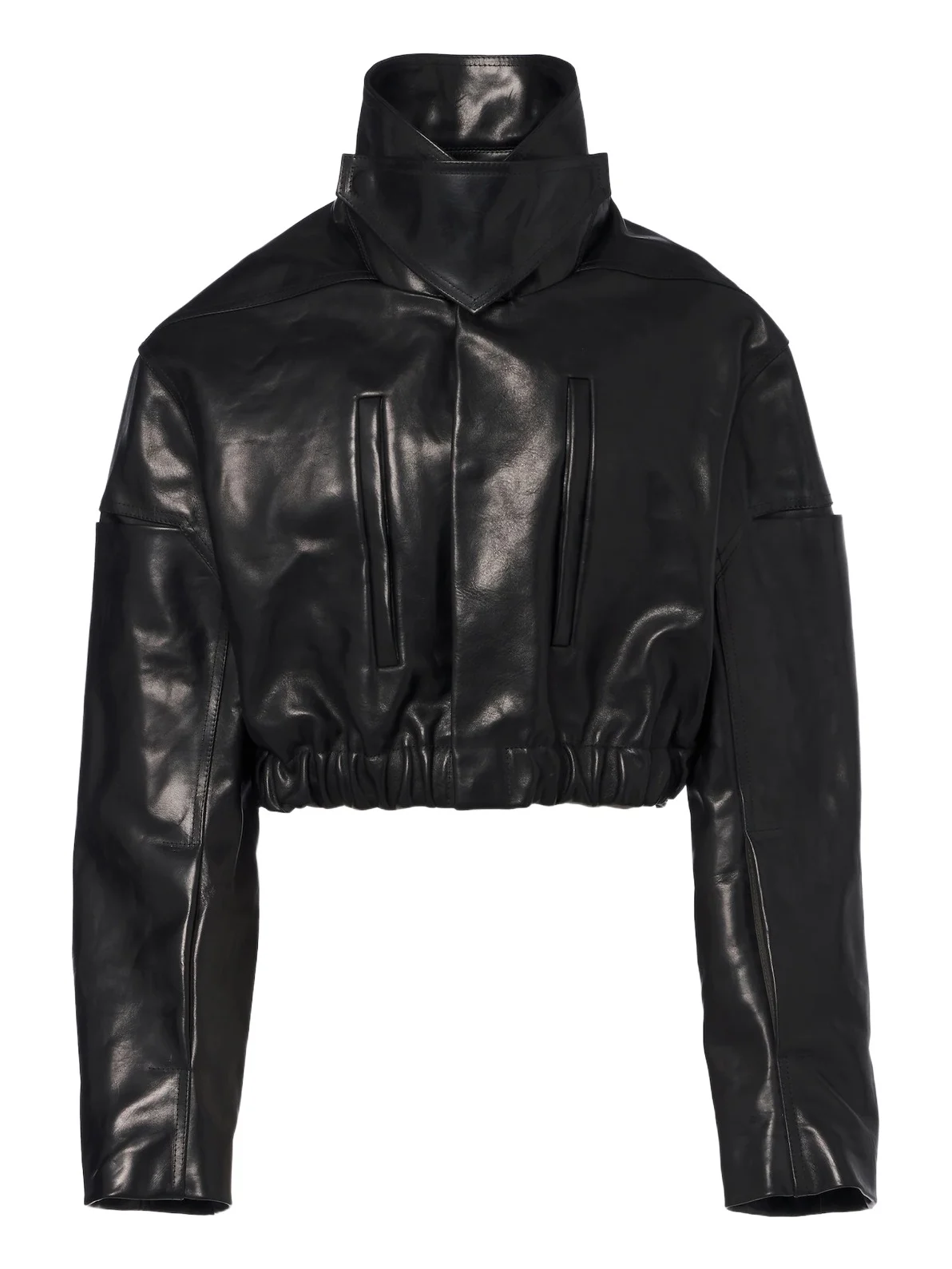 Cropped leather jacket