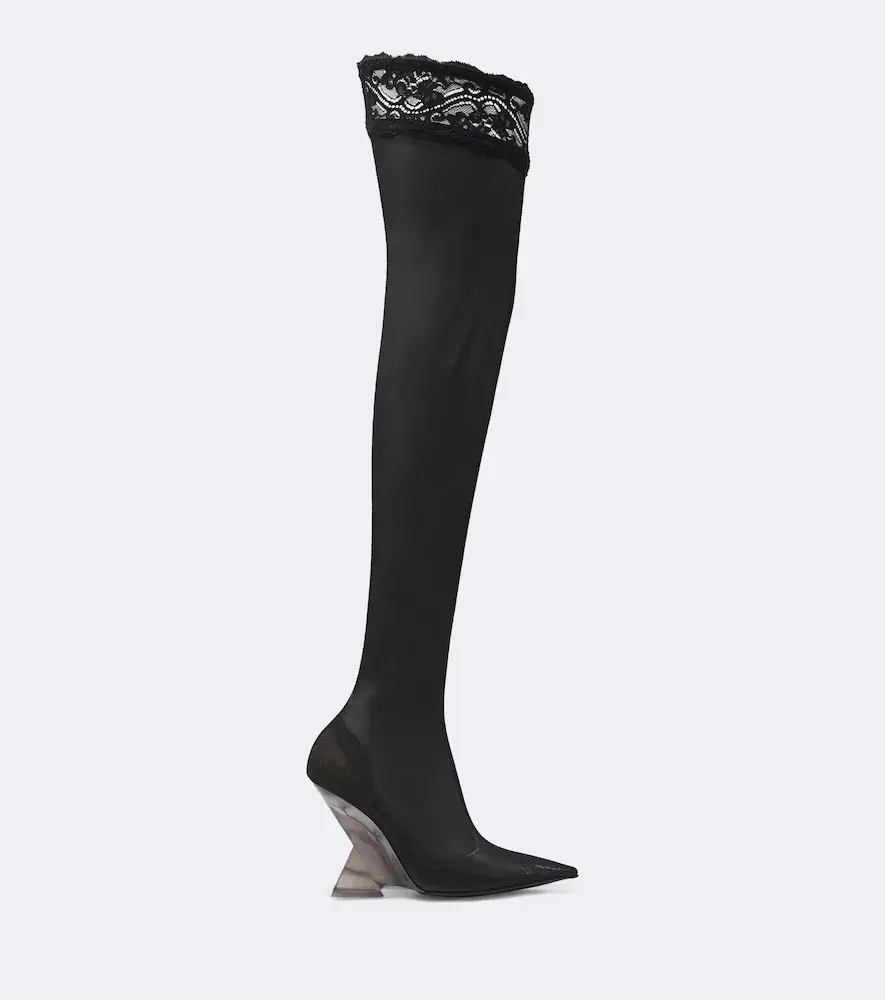 The Attico Cheope lace-trimmed mesh over-the-knee boots | Thumbnail 2 The Attico Cheope lace-trimmed mesh over-the-knee boots | Thumbnail 2