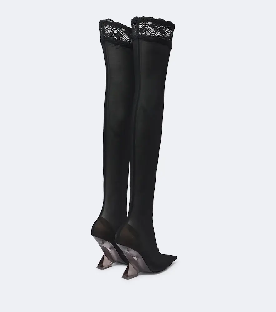 The Attico Cheope lace-trimmed mesh over-the-knee boots | Thumbnail 3 The Attico Cheope lace-trimmed mesh over-the-knee boots | Thumbnail 3