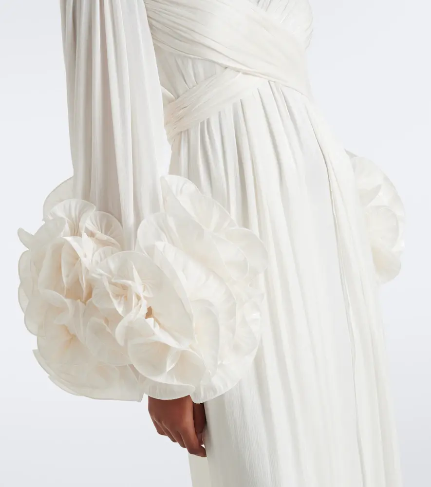 Costarellos Floral-appliqué pleated gown | Thumbnail 2