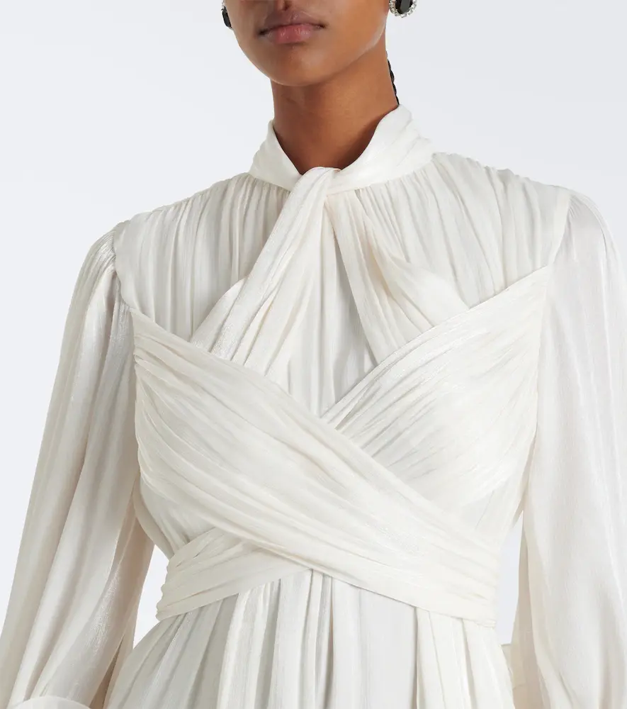 Costarellos Floral-appliqué pleated gown | Thumbnail 4