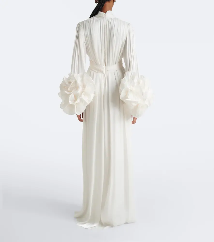 Costarellos Floral-appliqué pleated gown | Thumbnail 5