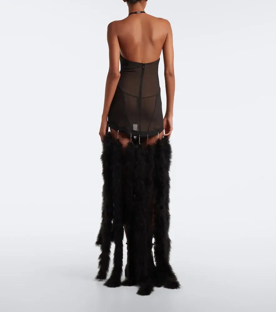 The Attico Feather-trimmed halterneck maxi dress | Thumbnail 3 The Attico Feather-trimmed halterneck maxi dress | Thumbnail 3