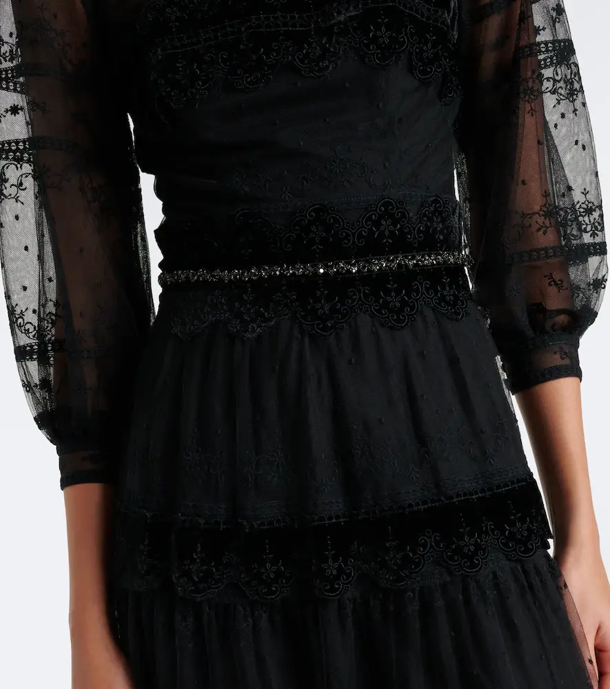 Costarellos Belted lace and velvet cocktail dress | Thumbnail 3