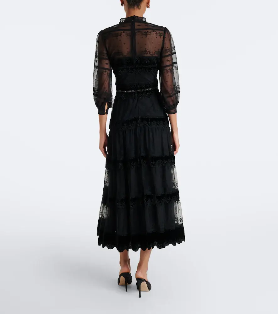 Costarellos Belted lace and velvet cocktail dress | Thumbnail 5