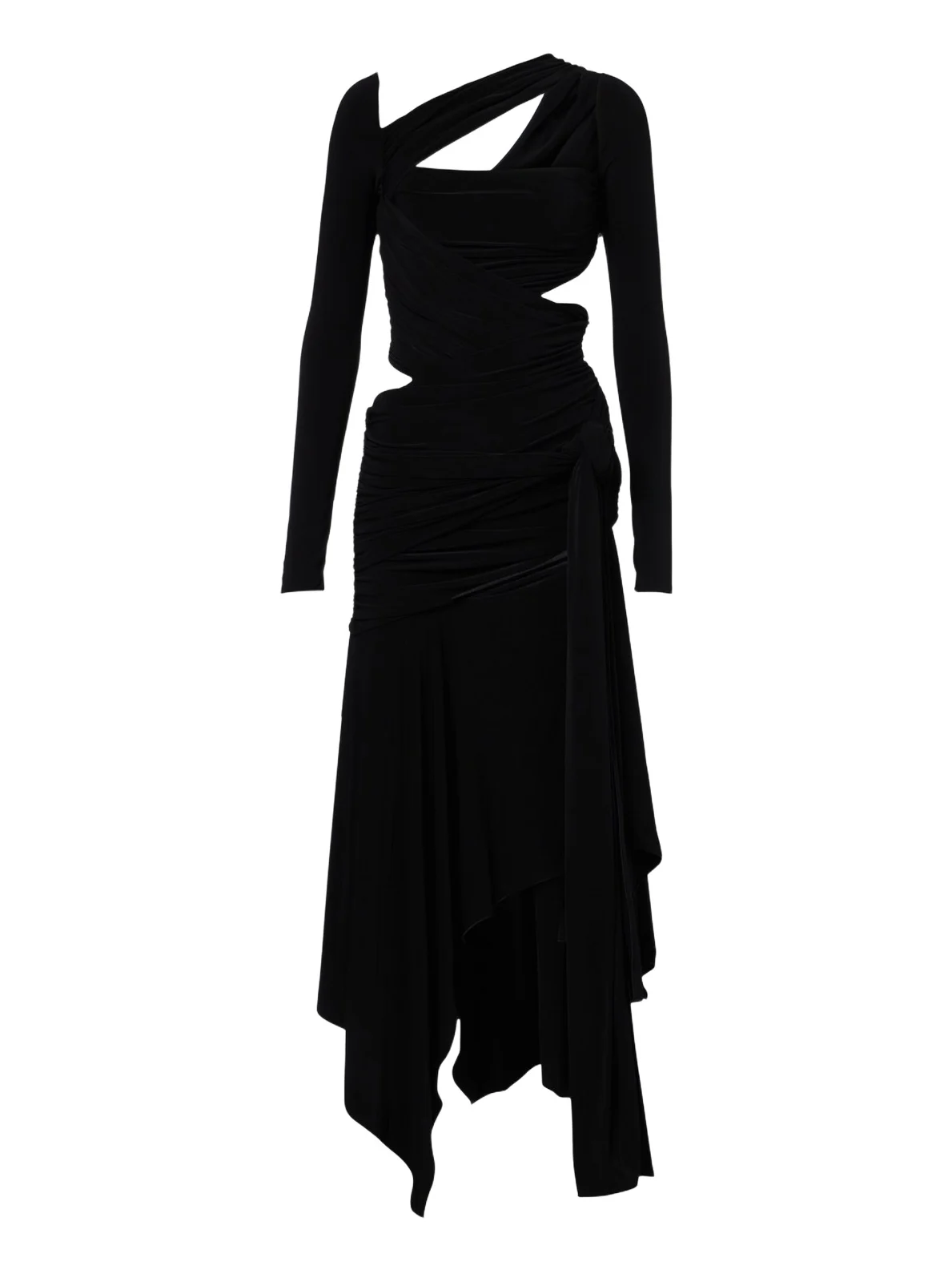 The Attico Cutout draped asymmetric midi dress