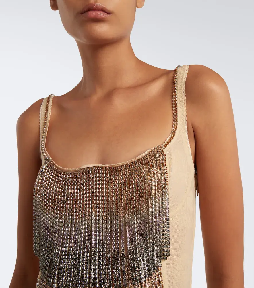The Attico Embellished paneled lace minidress | Thumbnail 5
