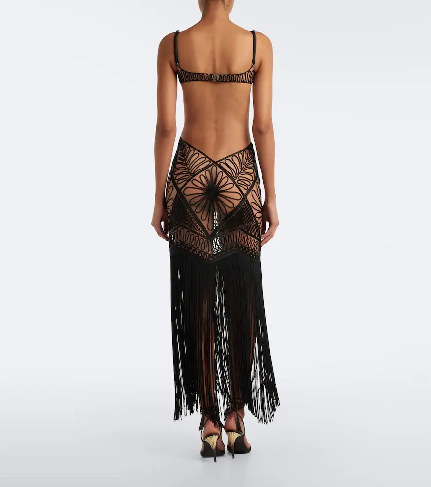 The Attico Fringed open-knit midi dress | Thumbnail 3 The Attico Fringed open-knit midi dress | Thumbnail 3