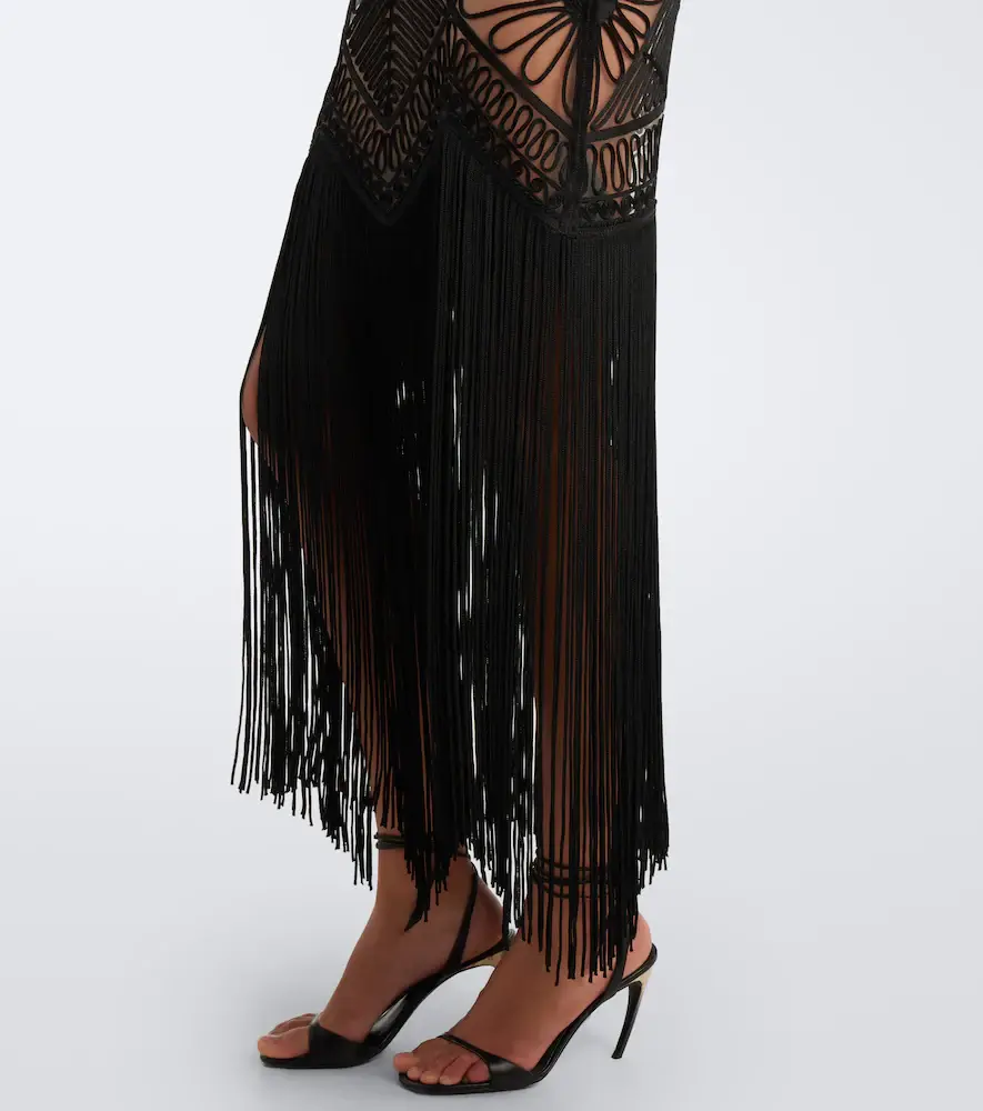 The Attico Fringed open-knit midi dress | Thumbnail 4 The Attico Fringed open-knit midi dress | Thumbnail 4