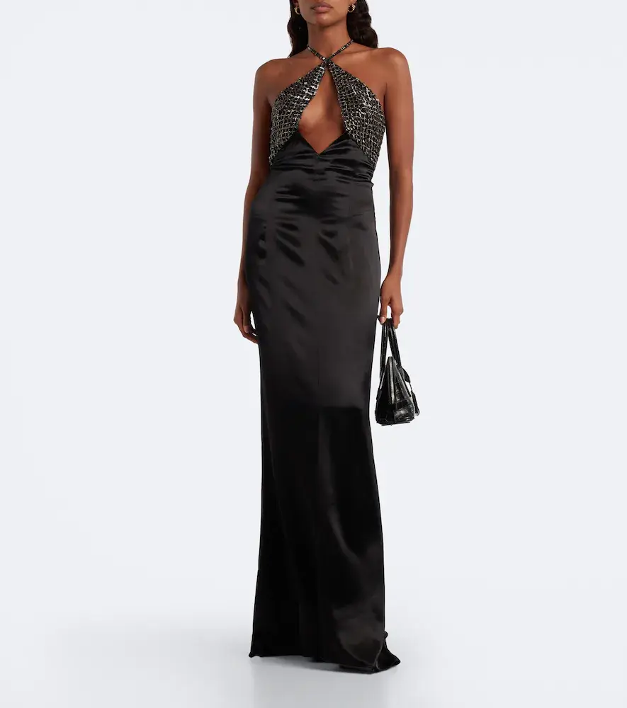 The Attico Cutout embellished satin gown | Thumbnail 4
