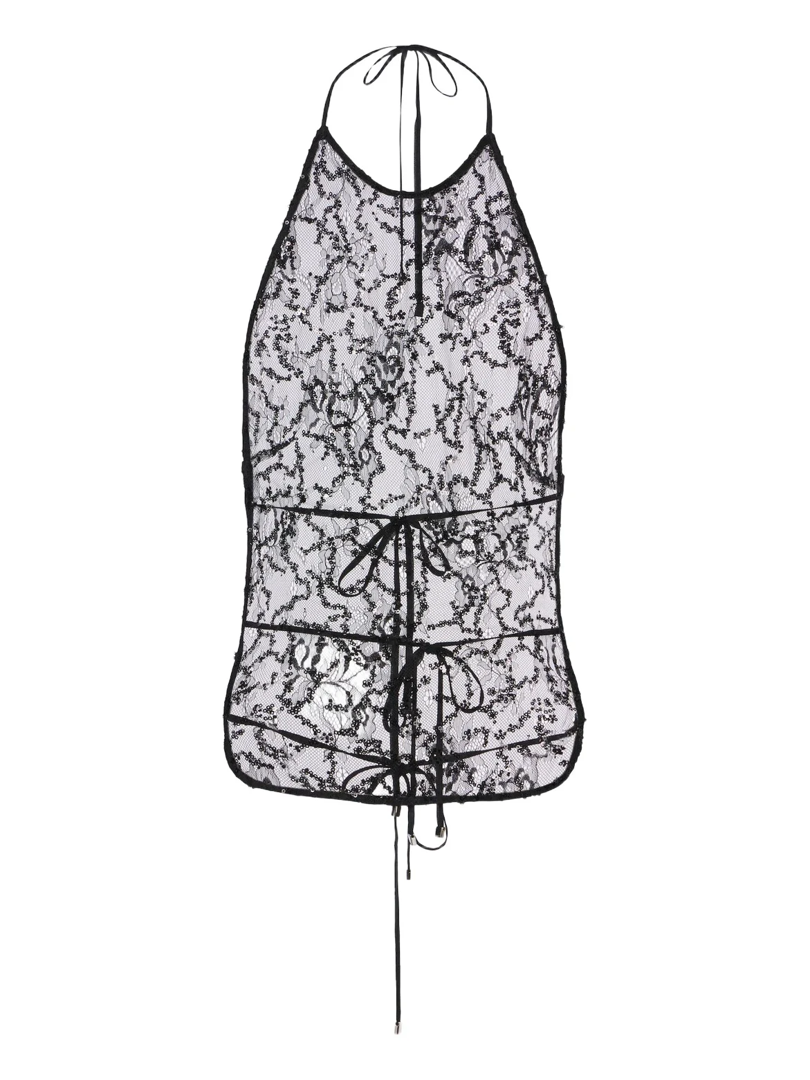 Sequined halterneck lace top