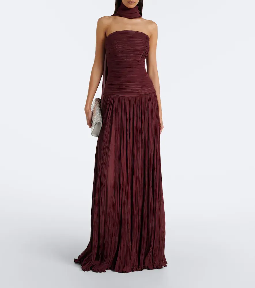 Marmar Halim Scarf-detail pleated corset gown | Thumbnail 2