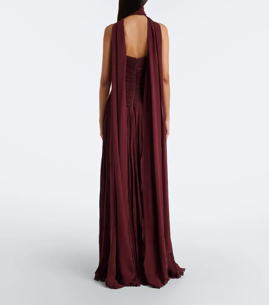 Marmar Halim Scarf-detail pleated corset gown | Thumbnail 3