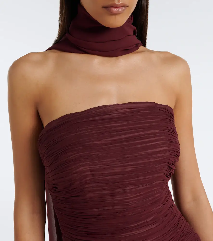 Marmar Halim Scarf-detail pleated corset gown | Thumbnail 6