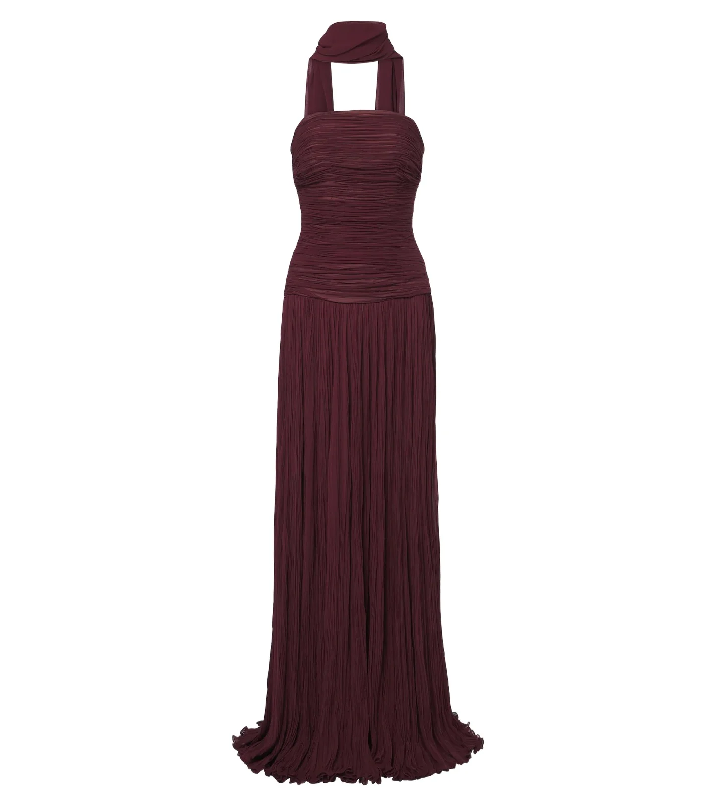 Scarf-detail pleated corset gown