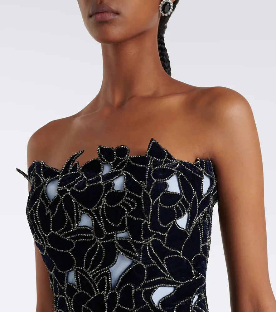 Costarellos Alessi embellished velvet and tulle gown | Thumbnail 2