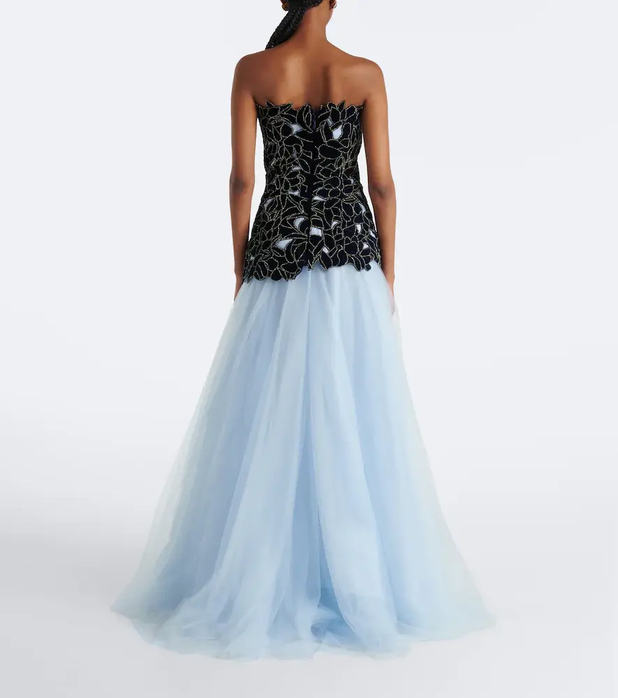 Costarellos Alessi embellished velvet and tulle gown | Thumbnail 5