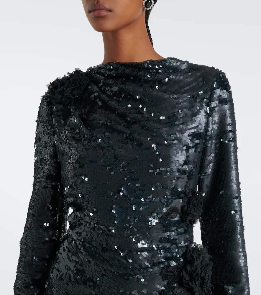 Erdem Draped floral-appliqué sequined gown | Thumbnail 3 Erdem Draped floral-appliqué sequined gown | Thumbnail 3