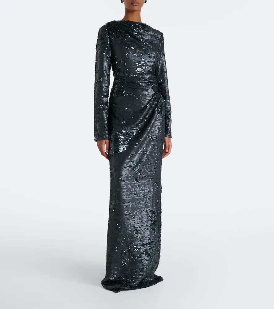 Erdem Draped floral-appliqué sequined gown | Thumbnail 4 Erdem Draped floral-appliqué sequined gown | Thumbnail 4