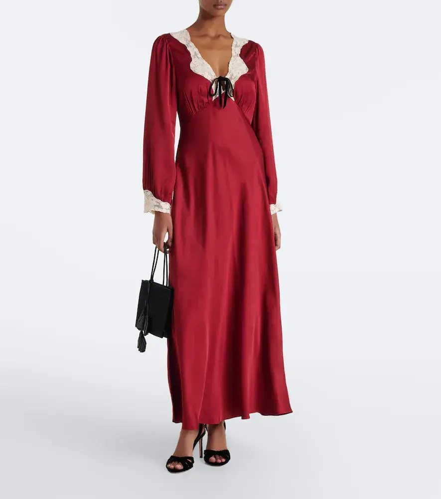 Rixo Larah lace-trimmed satin maxi dress | Thumbnail 2