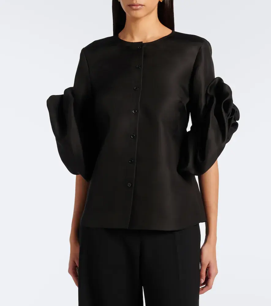 Carolina Herrera Floral-appliqué silk top | Thumbnail 4