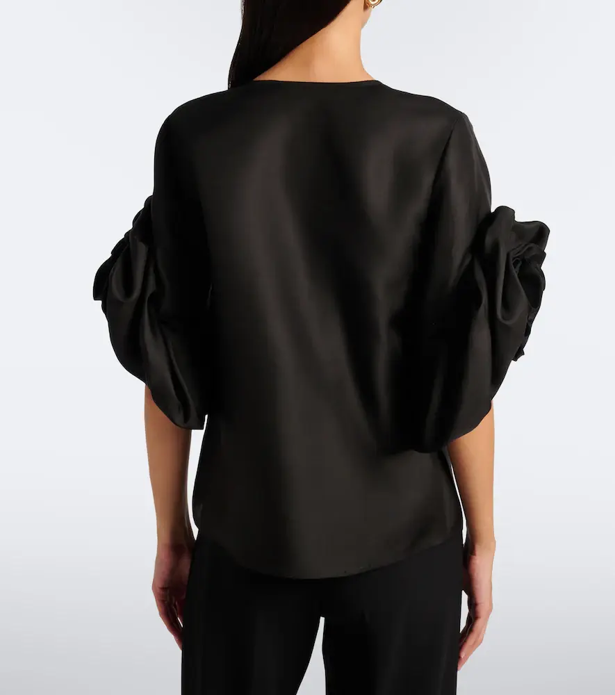 Carolina Herrera Floral-appliqué silk top | Thumbnail 6