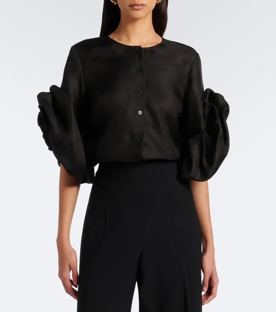 Carolina Herrera Floral-appliqué silk top | Thumbnail 7
