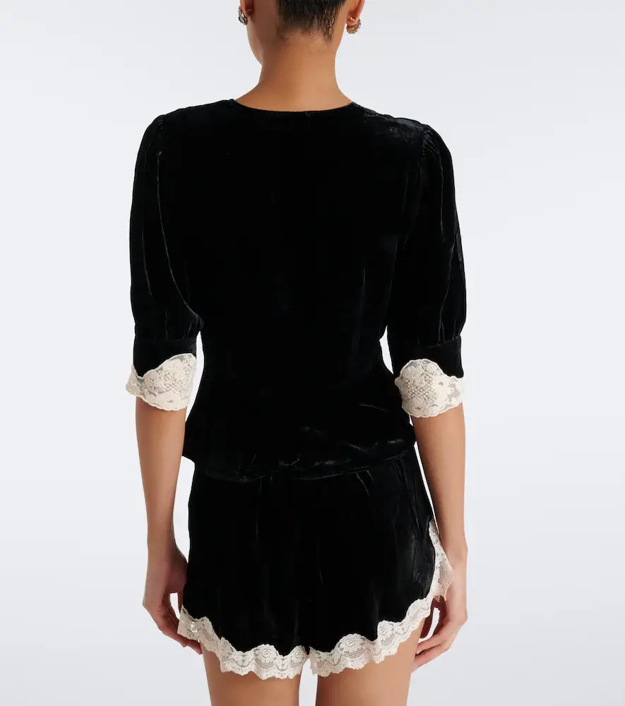 Rixo Amanda lace-trimmed velvet top | Thumbnail 5 Rixo Amanda lace-trimmed velvet top | Thumbnail 5