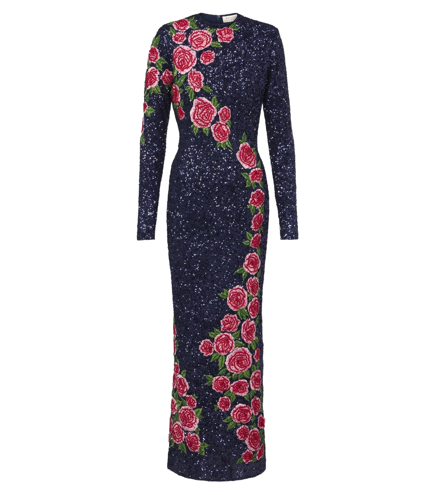 Là Fuori Rose Nocturne embellished gown