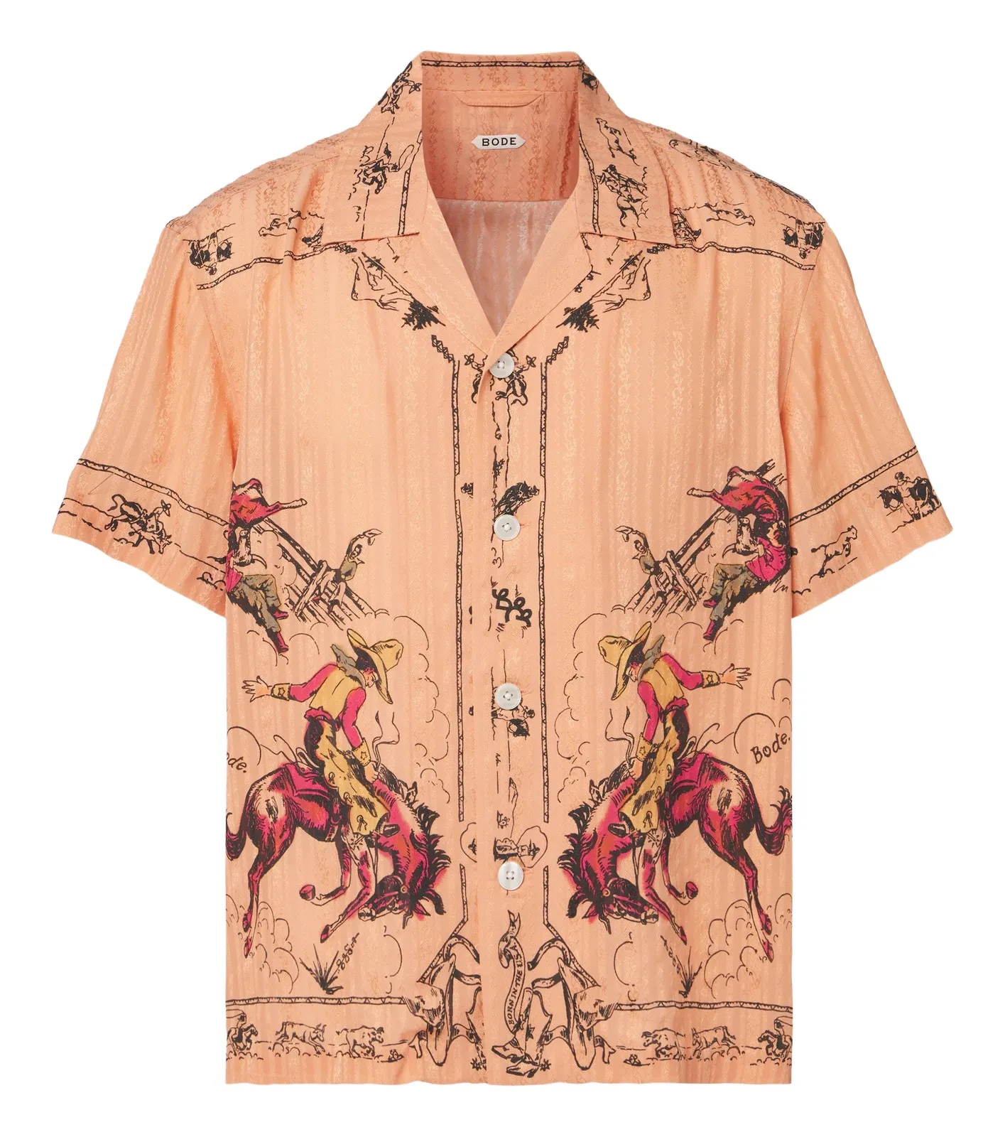 BODE Bronco printed silk baseball shirt