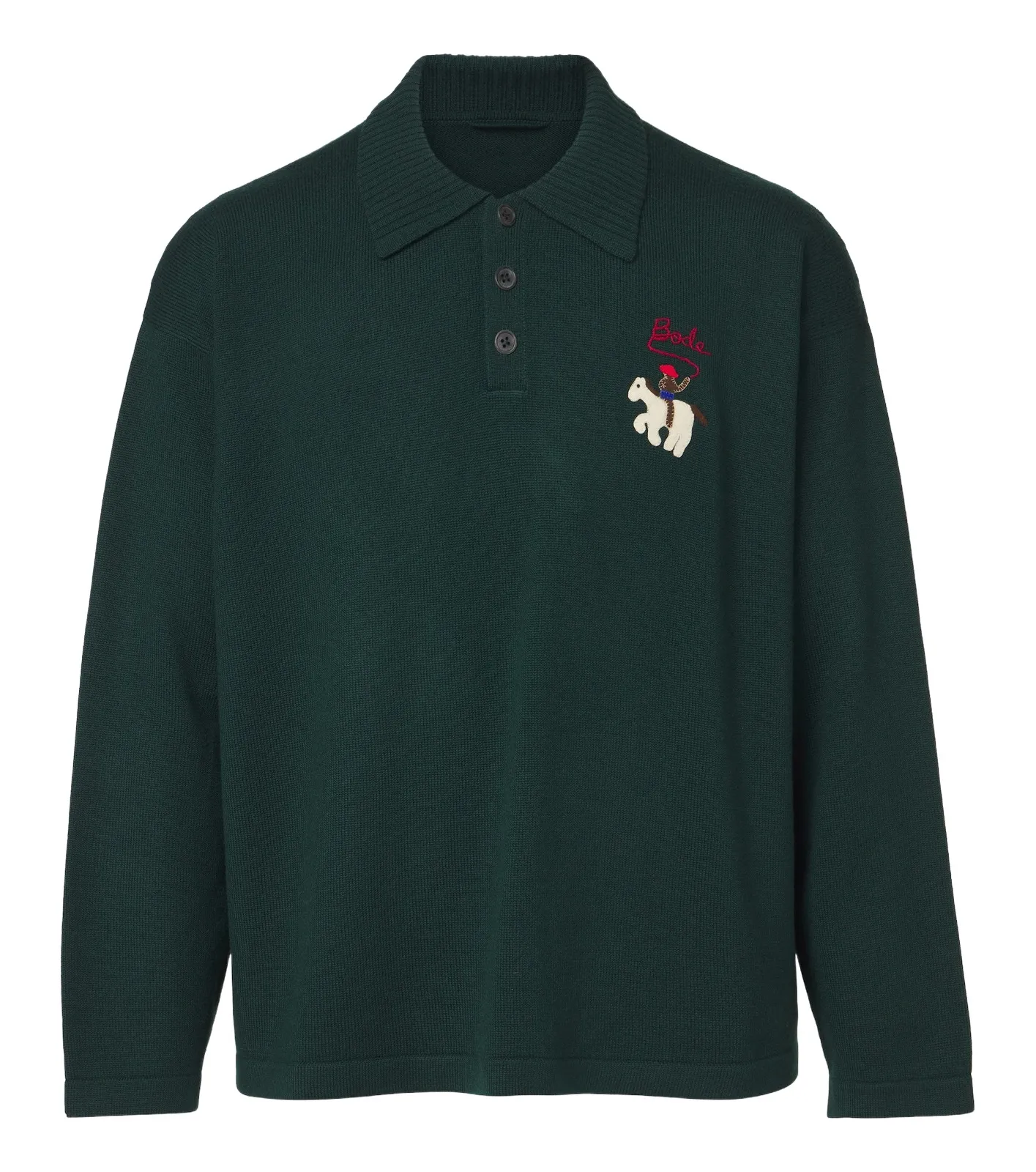 BODE Patch-appliqué wool polo sweater
