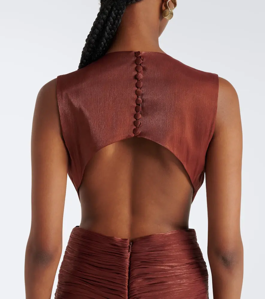 Costarellos Silla cut-out pleated Lurex georgette gown | Thumbnail 2