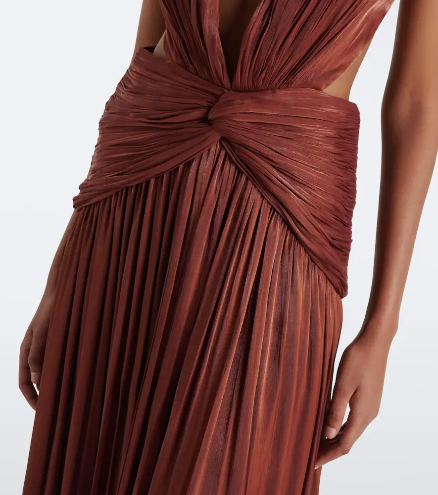 Costarellos Silla cut-out pleated Lurex georgette gown | Thumbnail 4