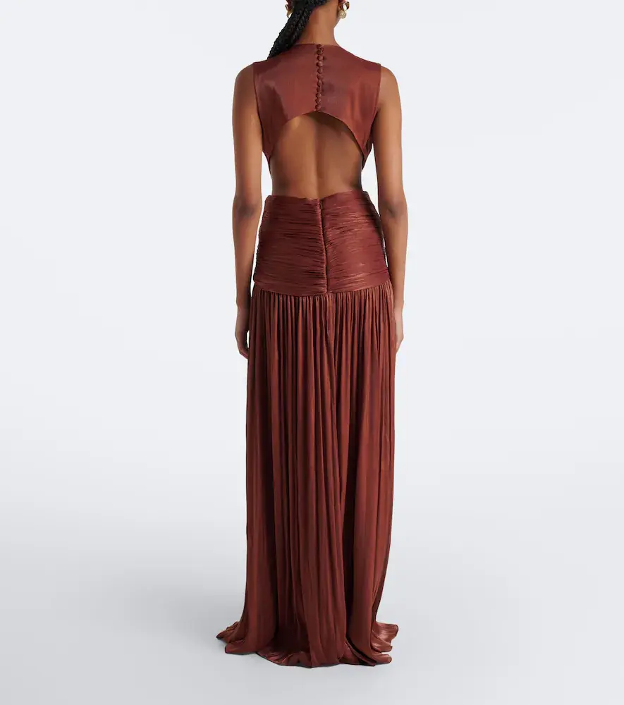 Costarellos Silla cut-out pleated Lurex georgette gown | Thumbnail 6