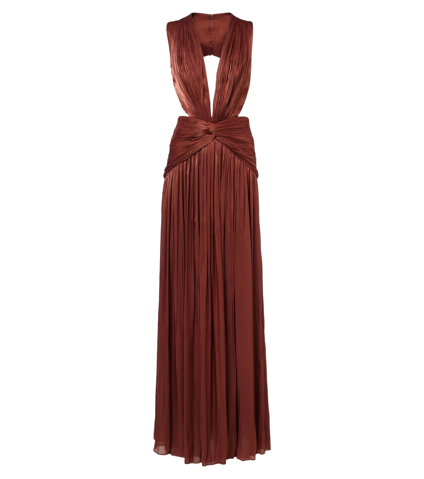 Costarellos Silla cut-out pleated Lurex georgette gown