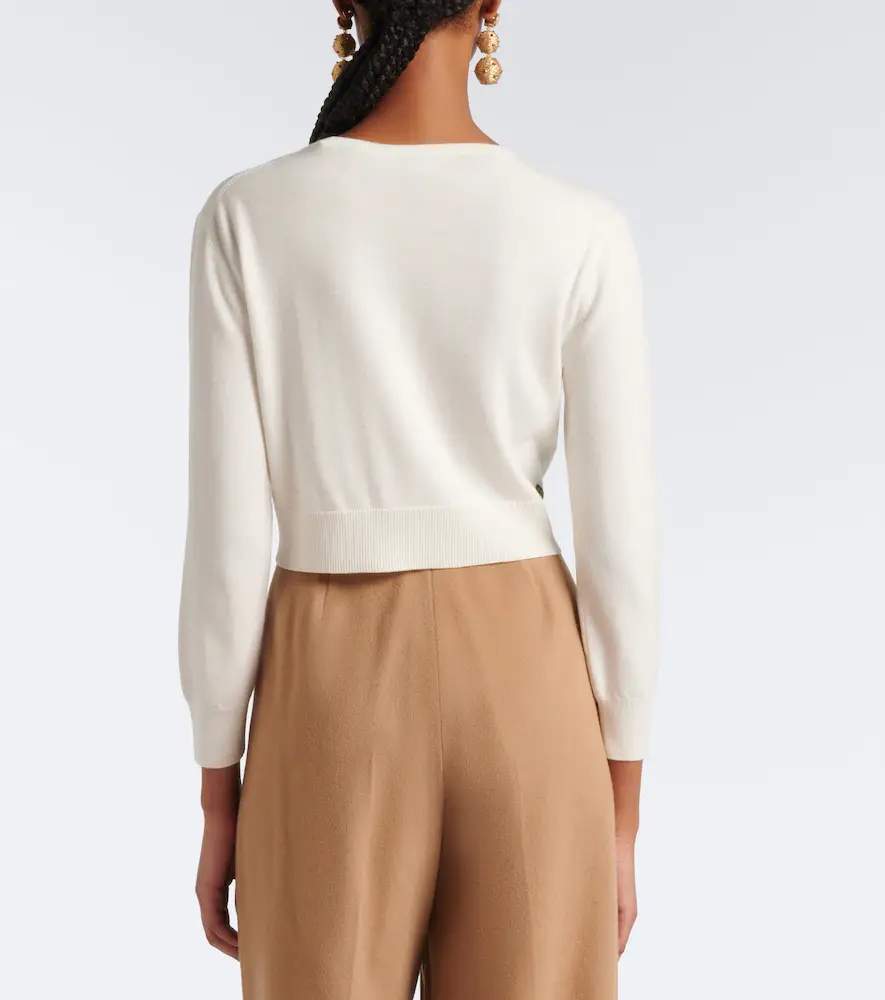 Oscar de la Renta Floral embroidered virgin wool cardigan | Thumbnail 3