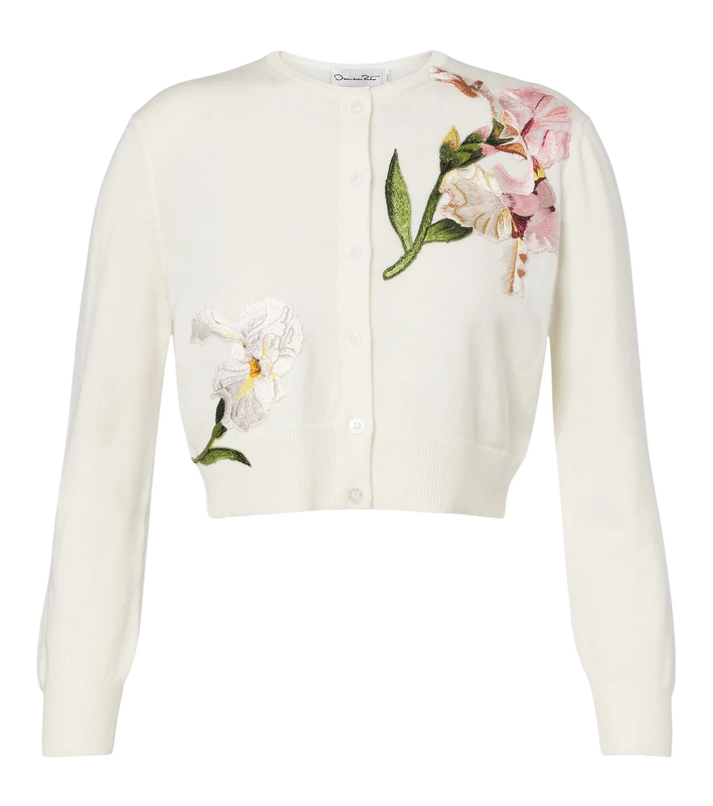 Oscar de la Renta Floral embroidered virgin wool cardigan