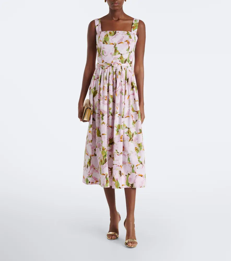 Oscar de la Renta Floral cotton-blend cocktail dress | Thumbnail 5