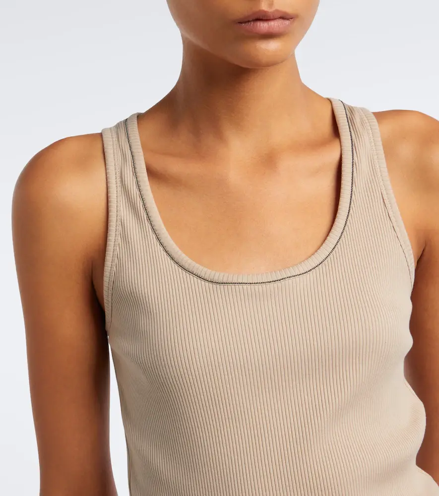 Brunello Cucinelli Monilli ribbed-knit cotton-blend tank top | Thumbnail 2 Brunello Cucinelli Monilli ribbed-knit cotton-blend tank top | Thumbnail 2