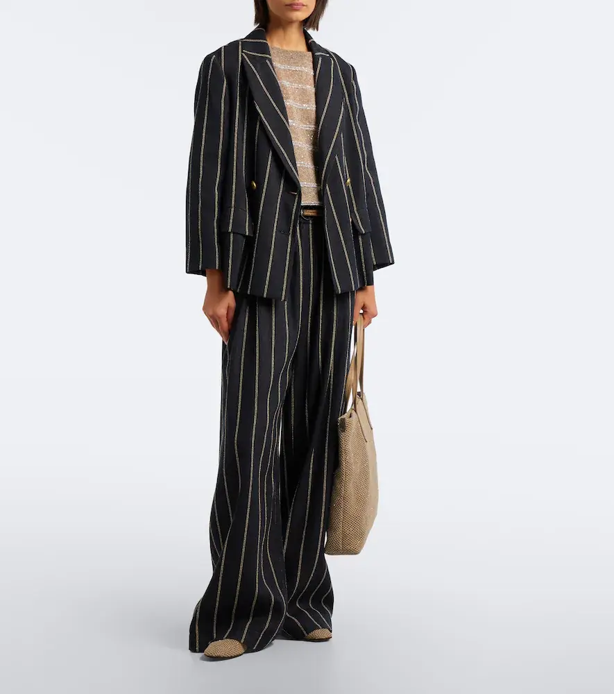 Brunello Cucinelli Striped cotton and linen blazer | Thumbnail 2 Brunello Cucinelli Striped cotton and linen blazer | Thumbnail 2