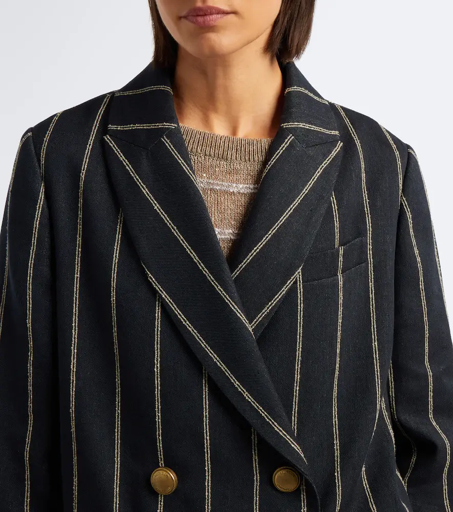 Brunello Cucinelli Striped cotton and linen blazer | Thumbnail 6 Brunello Cucinelli Striped cotton and linen blazer | Thumbnail 6