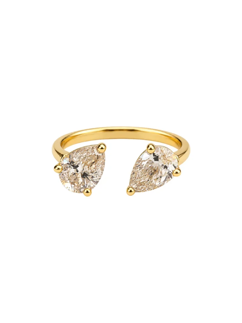 Wish Fine Jewelry 1.06ct Diamond 18K Gold Large Open Pear Signet Ring